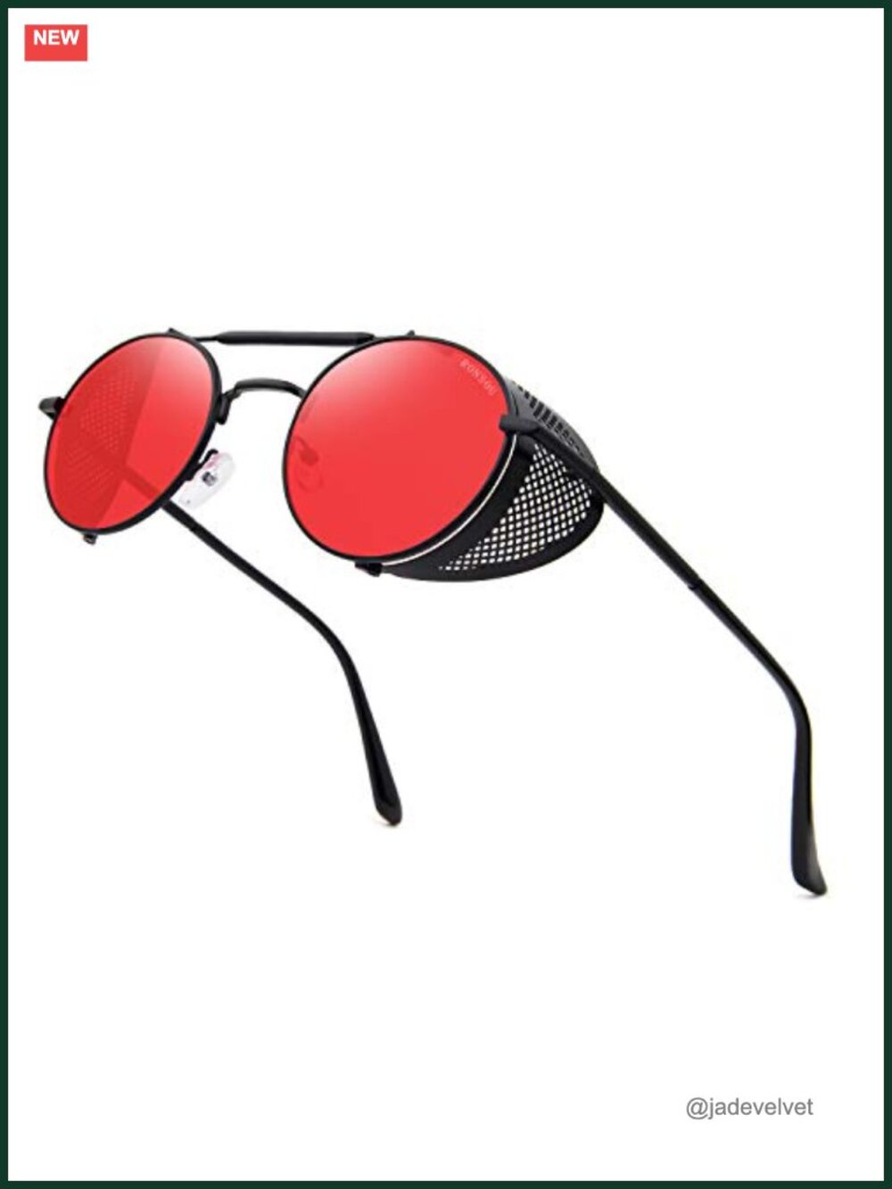Steampunk Round Sunglasses with Side Shields UV400 Metal